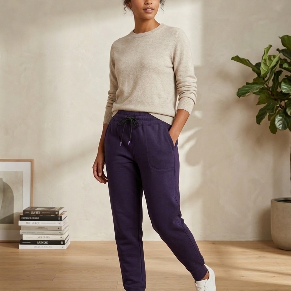 Beverly Hills Polo Club Women's Purple Fleece Joggers - Size L